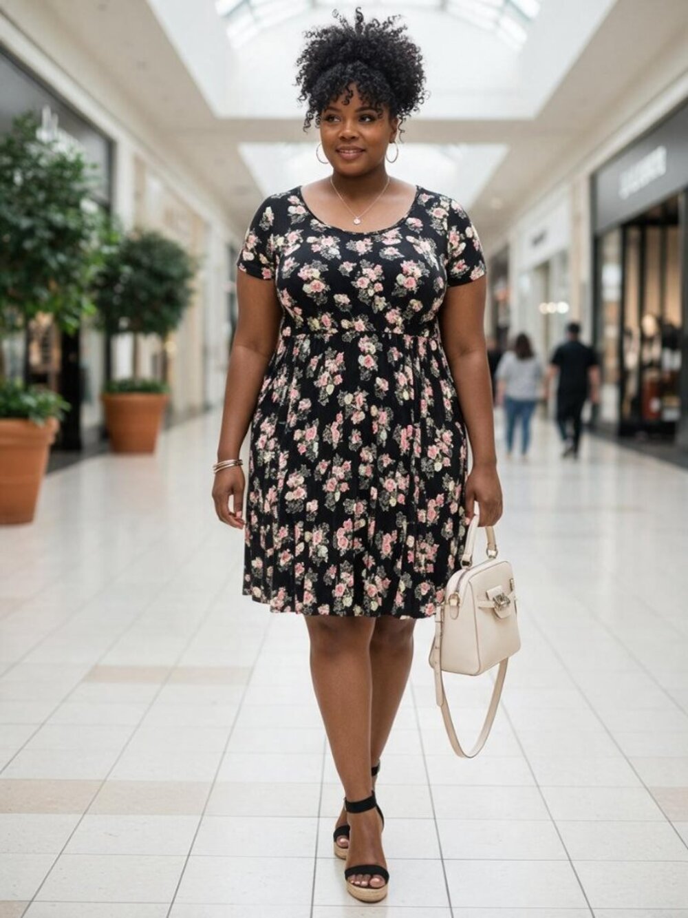 Torrid Dress Sz 0 Black Floral Super Soft Knit Faux Wrap Pockets